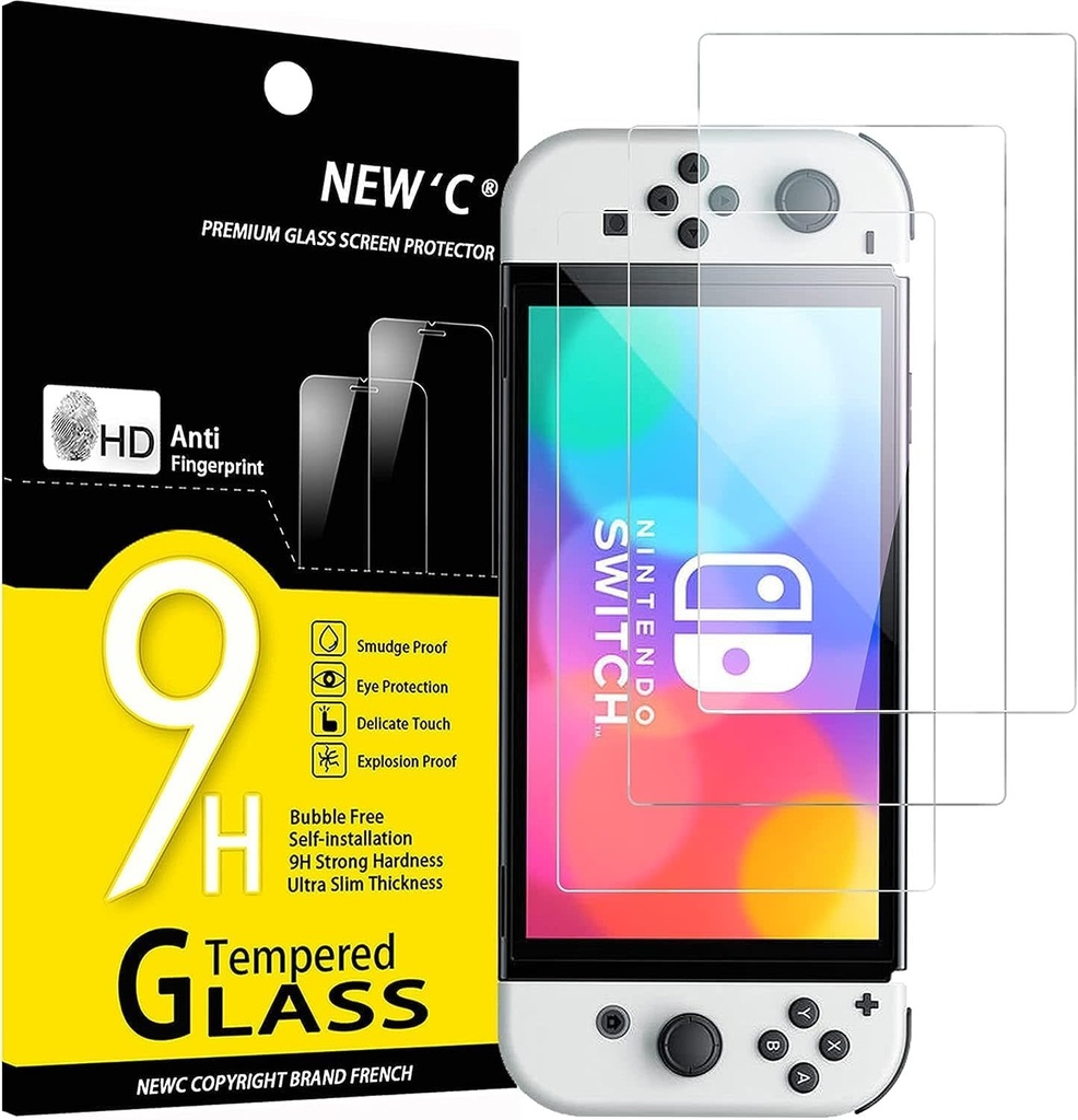 NEW'C 3 PACK DESIGNED FOR NINTENDO SWITCH (MODEL OLED) SCREEN PROTECTOR