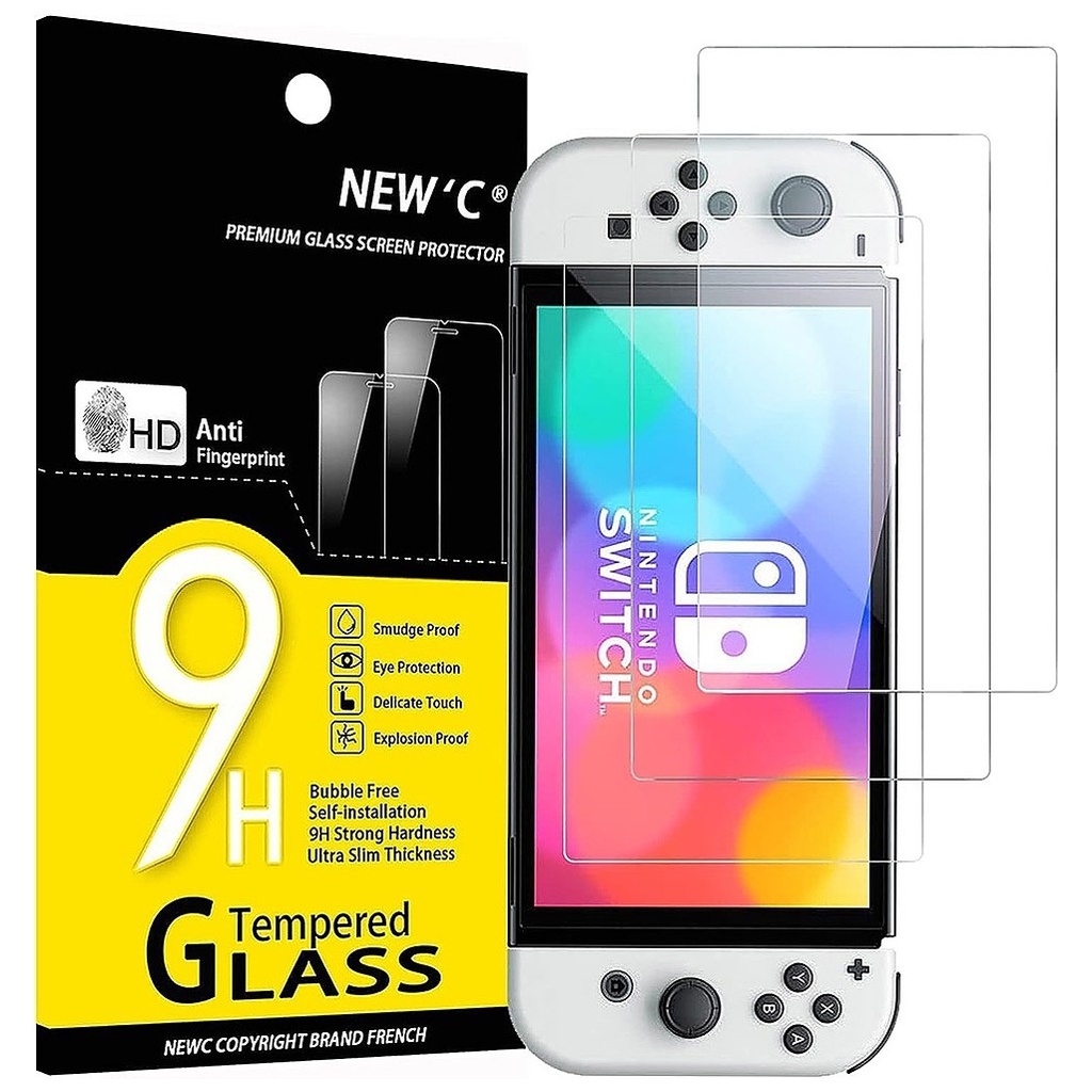 NEW'C 3 PACK DESIGNED FOR NINTENDO SWITCH (MODEL OLED) SCREEN PROTECTOR
