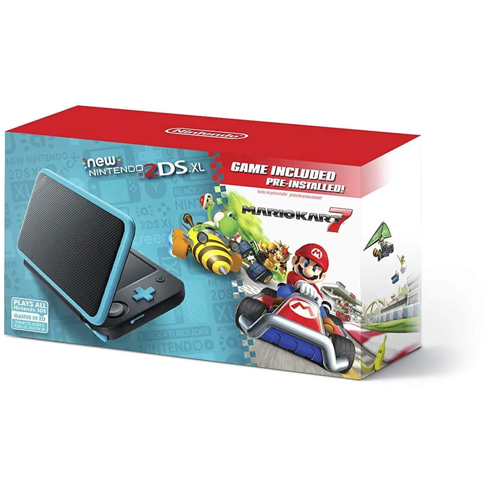 SYSTEM-USED "NEW" 2DS XL BLACK/TURQUOISE WITH BOX (NO MARIO KART)