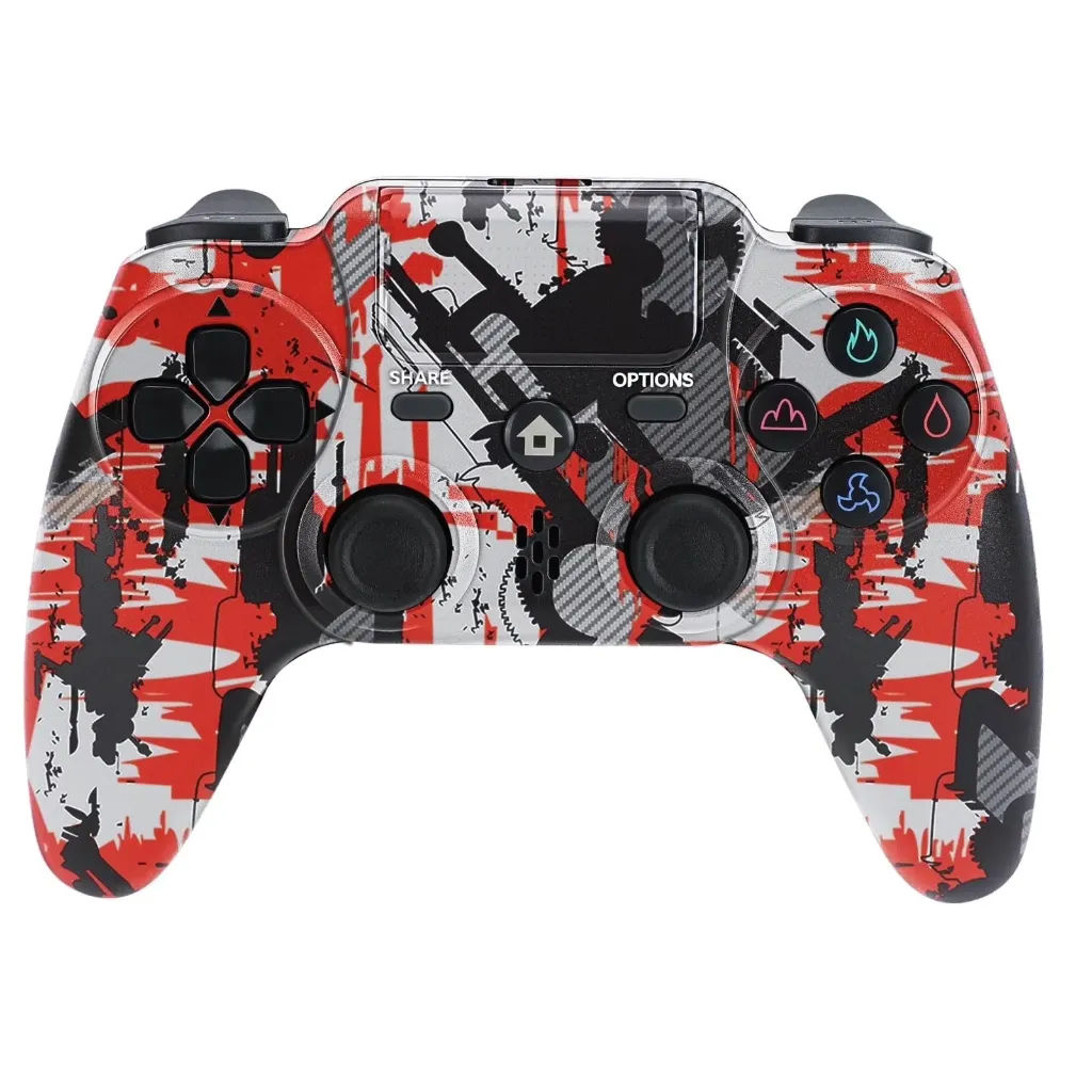 PS4-Wireless Controller Red Graffiti