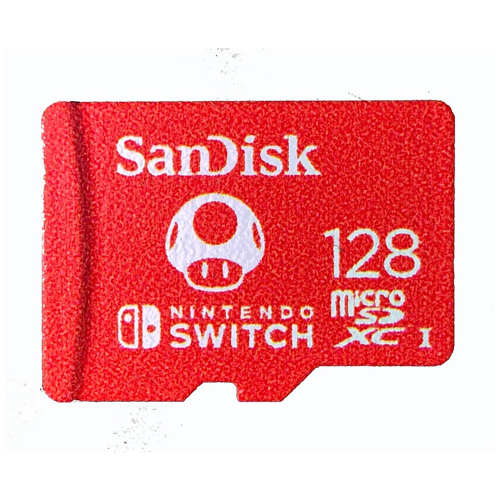 SanDisk Nintendo Switch 128GB Micro SD Red Toad Mushroom Memory Card