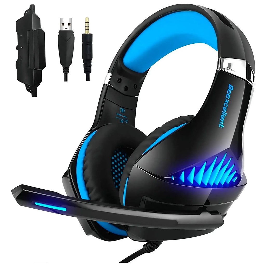 Beexcellent Pro Gaming Headset for PS4 PS5 Xbox One Switch with Noise Cancelling Stereo Bass