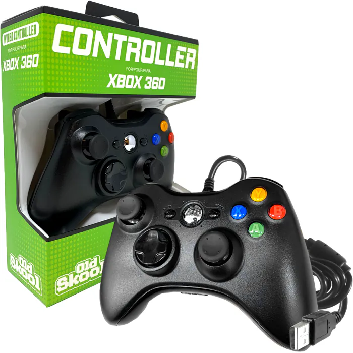 OLD SKOOL XBOX 360 WIRED USB CONTROLLER (BLACK)