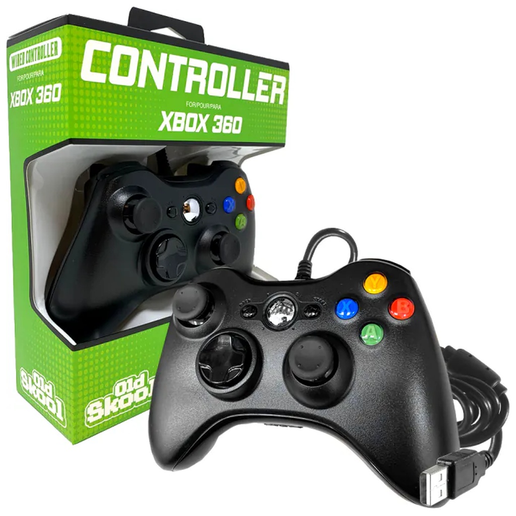 OLD SKOOL XBOX 360 WIRED USB CONTROLLER (BLACK)