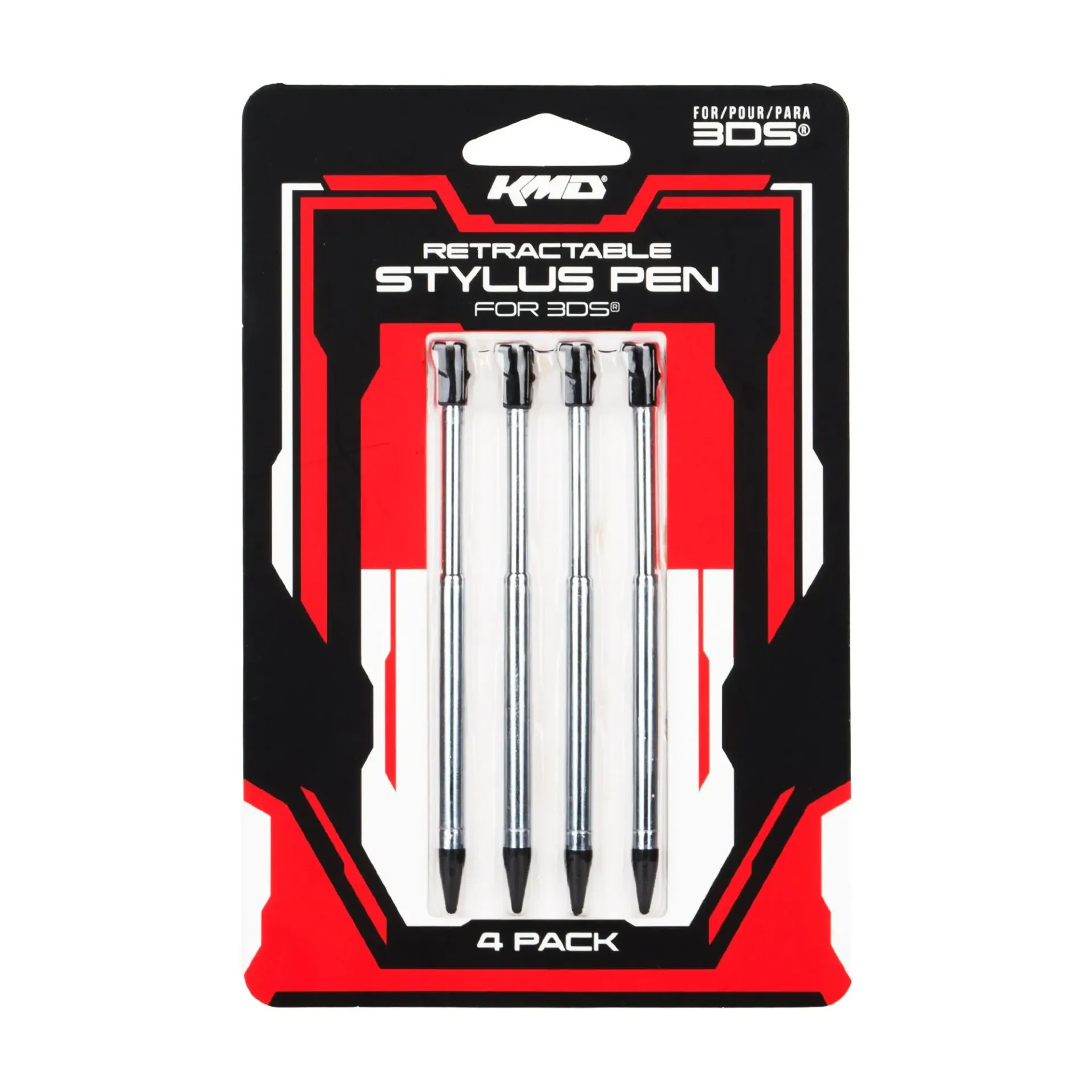 4-Pack KMD Nintendo 3DS Retractable Aluminum Stylus, Black