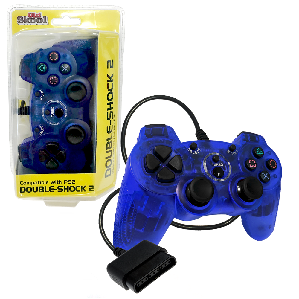 [210000030688] OLD SKOOL DOUBLE SHOCK PS2 CONTROLLER (BLUE)